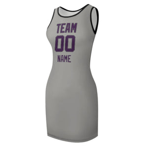 Custom Gray Purple Sleeveless Vest Dress