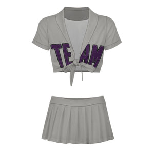 Custom Gray Purple Cheerleading Uniform Set
