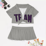 Custom Gray Purple Cheerleading Uniform Set
