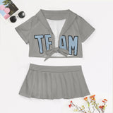 Custom Gray Light Blue Cheerleading Uniform Set