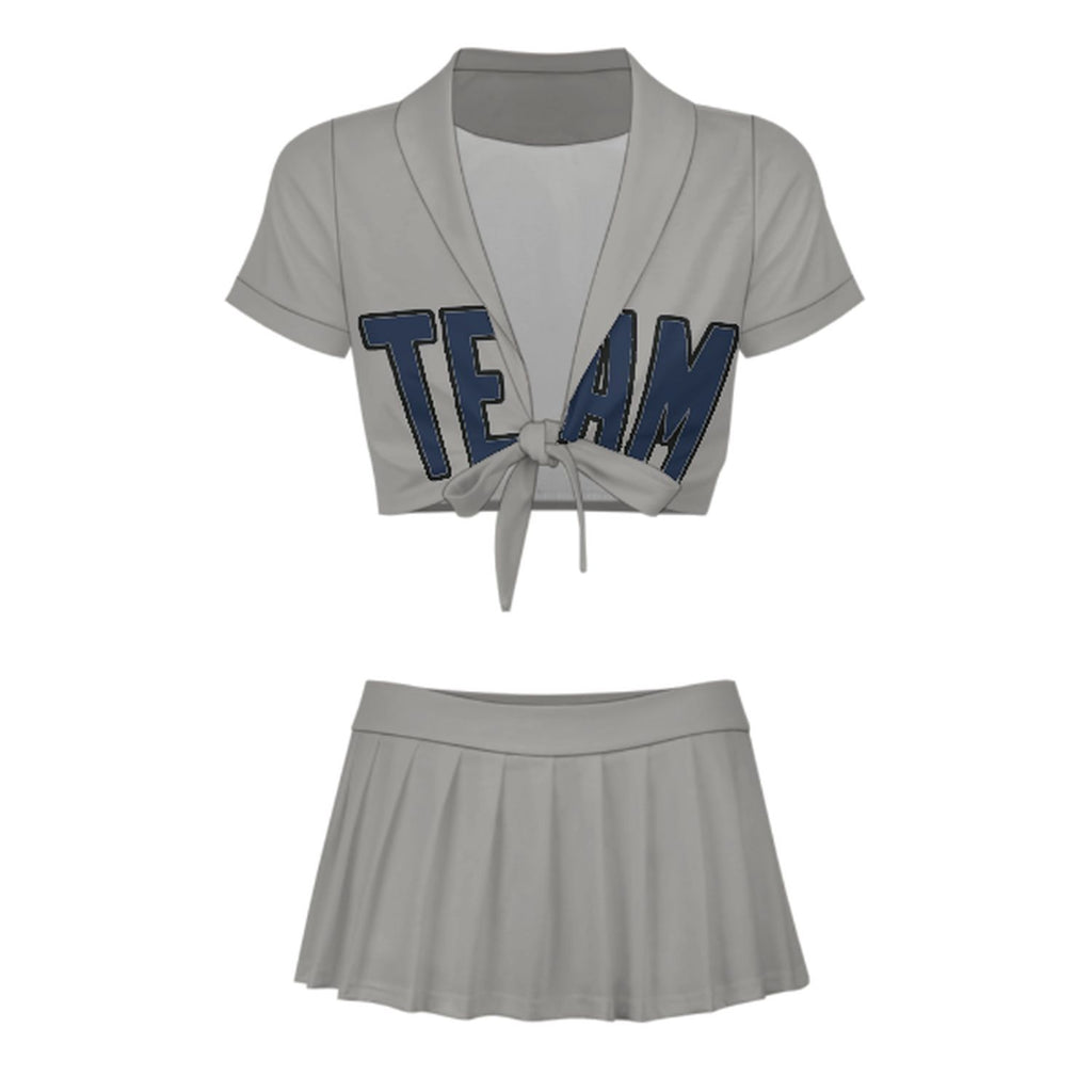 Custom Gray Blue Cheerleading Uniform Set
