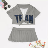 Custom Gray Blue Cheerleading Uniform Set