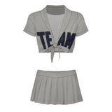 Custom Gray Navy Cheerleading Uniform Set
