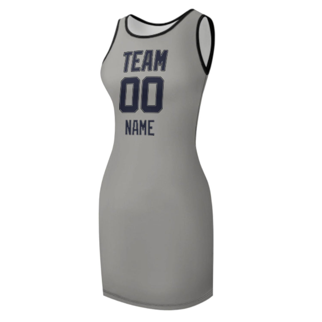 Custom Gray Navy Sleeveless Vest Dress