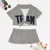 Custom Gray Navy Cheerleading Uniform Set