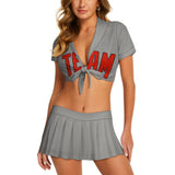 Custom Gray Orange Red Cheerleading Uniform Set