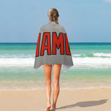 Custom Gray Orange Red Beach Towel