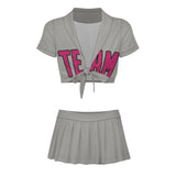 Custom Gray Pink Cheerleading Uniform Set