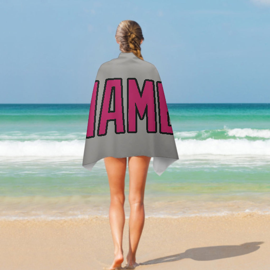 Custom Gray Pink Beach Towel
