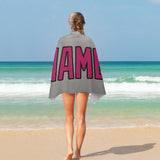 Custom Gray Pink Beach Towel