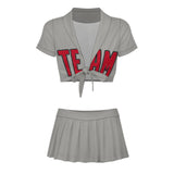 Custom Gray Red Cheerleading Uniform Set