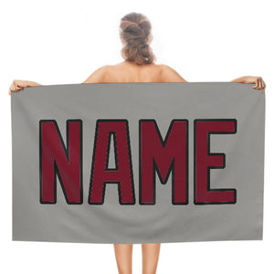 Custom Gray Crimson Red Beach Towel