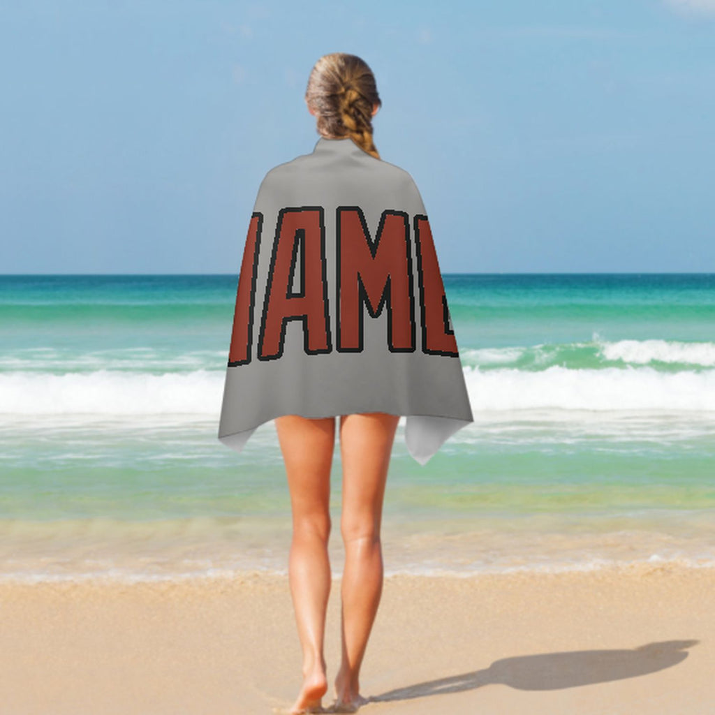 Custom Gray Coral Red Beach Towel
