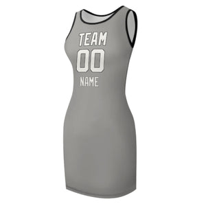 Custom Gray White Sleeveless Vest Dress