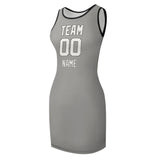 Custom Gray White Sleeveless Vest Dress