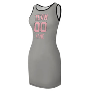 Custom Gray Light Pink Sleeveless Vest Dress