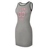 Custom Gray Light Pink Sleeveless Vest Dress