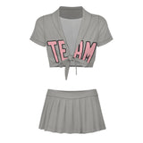 Custom Gray Light Pink Cheerleading Uniform Set