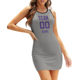 Custom Gray Light Purple Sleeveless Vest Dress