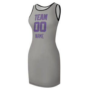 Custom Gray Light Purple Sleeveless Vest Dress