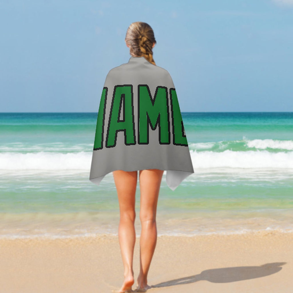 Custom Gray Emerald Green Beach Towel