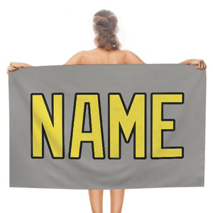 Custom Gray Light Yellow Beach Towel