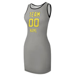 Custom Gray Light Yellow Sleeveless Vest Dress