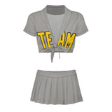 Custom Gray Gold Cheerleading Uniform Set
