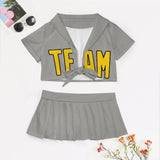 Custom Gray Gold Cheerleading Uniform Set
