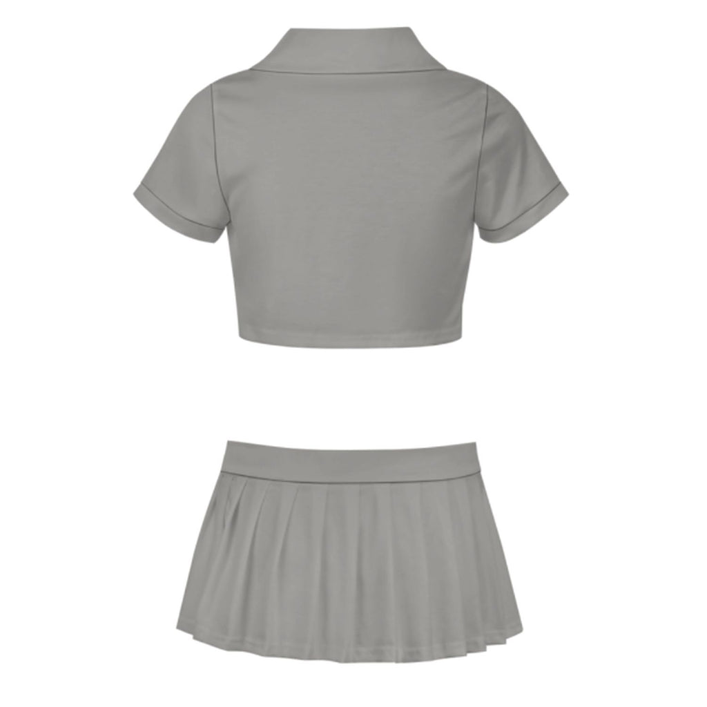 Custom Gray Olive Cheerleading Uniform Set