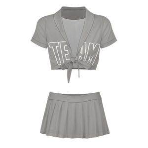 Custom Gray Gray Cheerleading Uniform Set