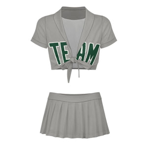 Custom Gray Green Cheerleading Uniform Set