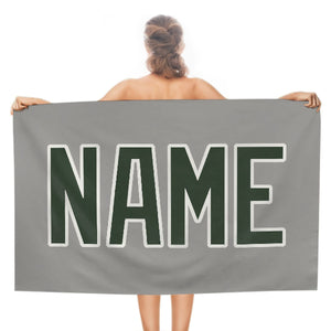 Custom Gray Dark Green Beach Towel