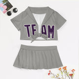 Custom Gray Purple Cheerleading Uniform Set