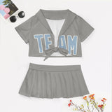 Custom Gray Light Blue Cheerleading Uniform Set