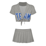 Custom Gray Sky Blue Cheerleading Uniform Set