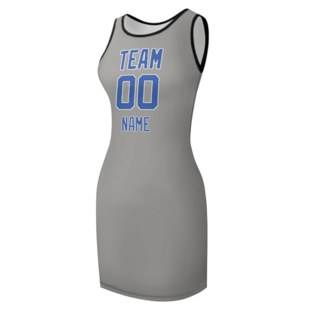 Custom Gray Sky Blue Sleeveless Vest Dress