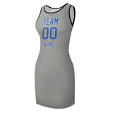 Custom Gray Sky Blue Sleeveless Vest Dress