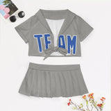 Custom Gray Sky Blue Cheerleading Uniform Set
