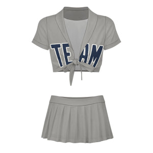 Custom Gray Blue Cheerleading Uniform Set