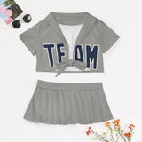 Custom Gray Blue Cheerleading Uniform Set