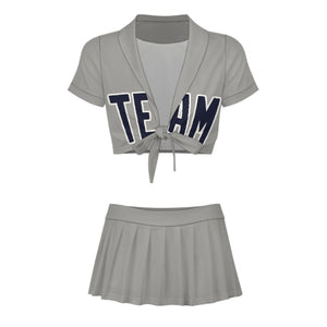 Custom Gray Navy Cheerleading Uniform Set