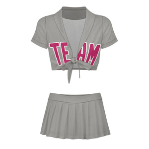 Custom Gray Pink Cheerleading Uniform Set