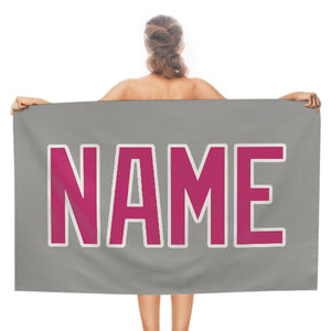 Custom Gray Pink Beach Towel