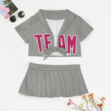 Custom Gray Pink Cheerleading Uniform Set
