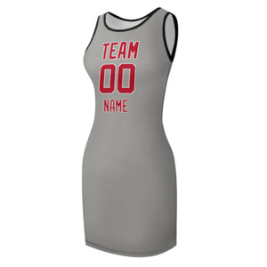 Custom Gray Red Sleeveless Vest Dress