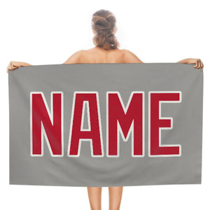 Custom Gray Red Beach Towel