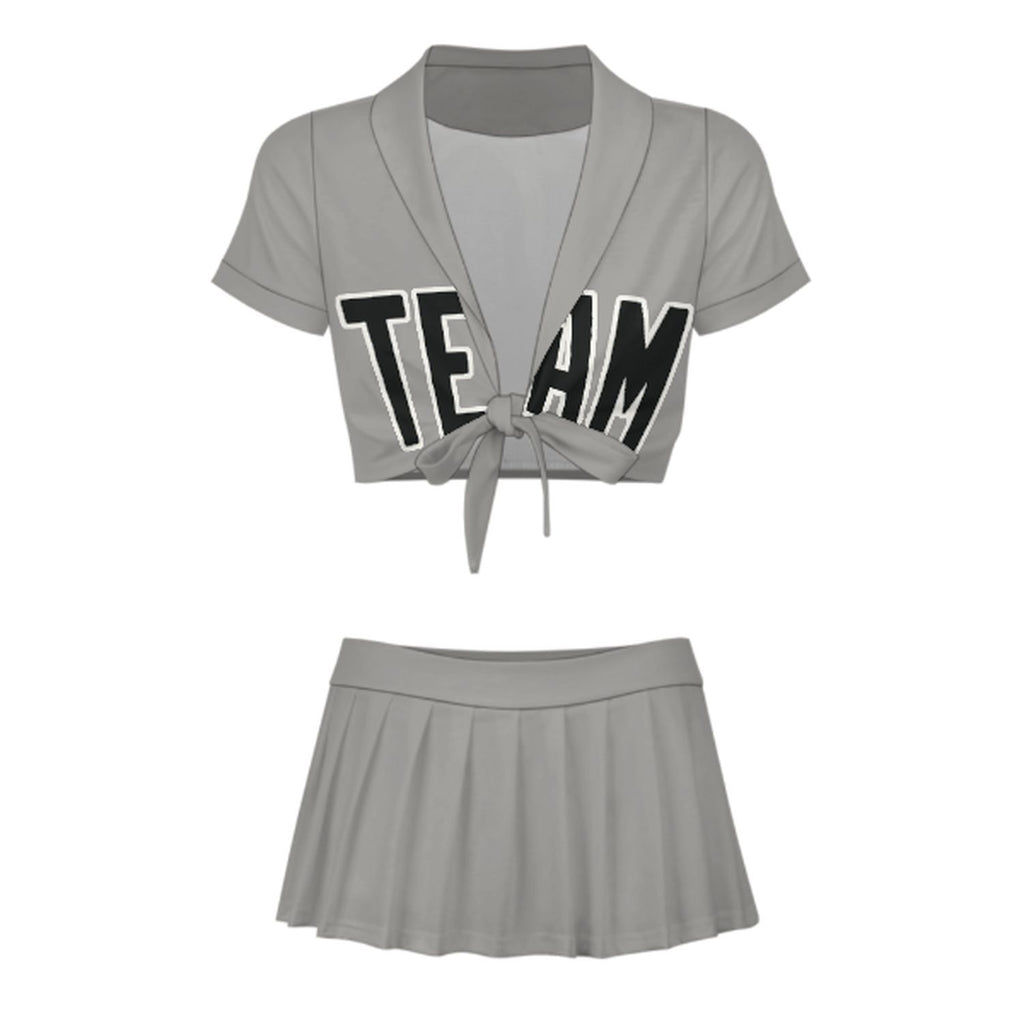 Custom Gray Black Cheerleading Uniform Set