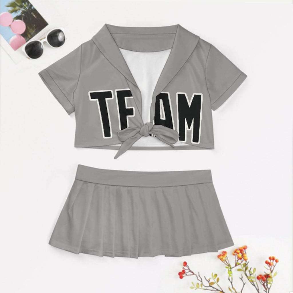 Custom Gray Black Cheerleading Uniform Set