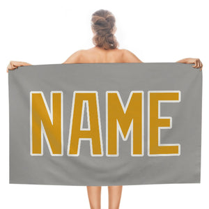 Custom Gray Yellow Beach Towel